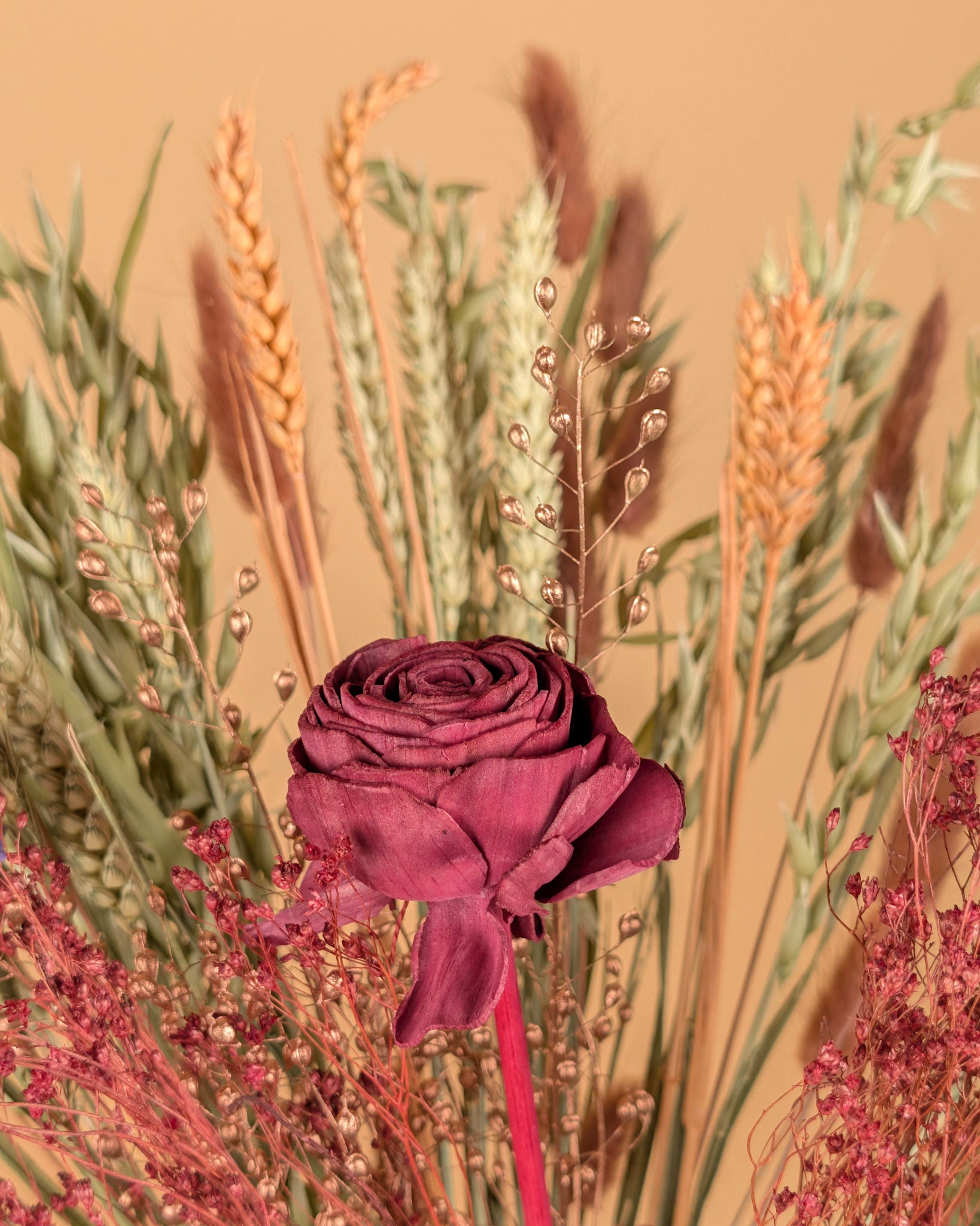 Burgundy Bliss – Droogbloemen Veldboeket (50 cm)