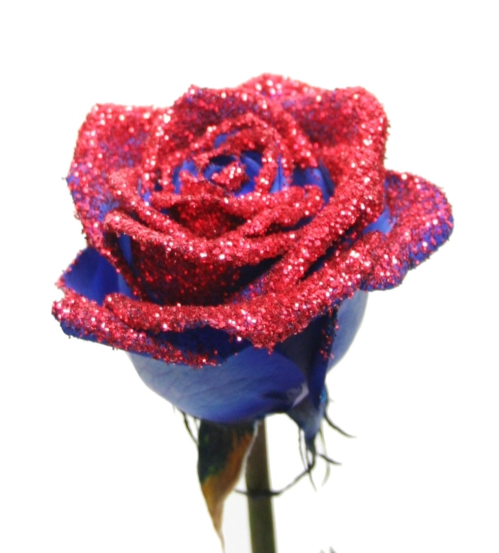 Blue Roses mit rotem Glitzer