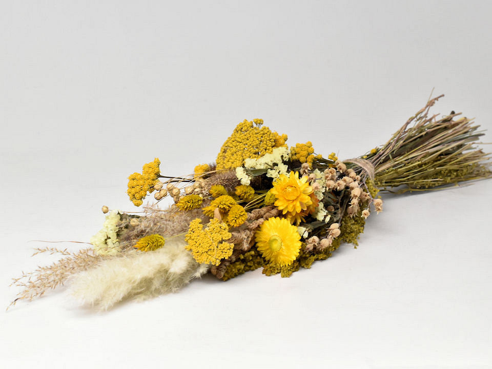 Trockene Blüten Bouquet gelbe natürliche 60 cm