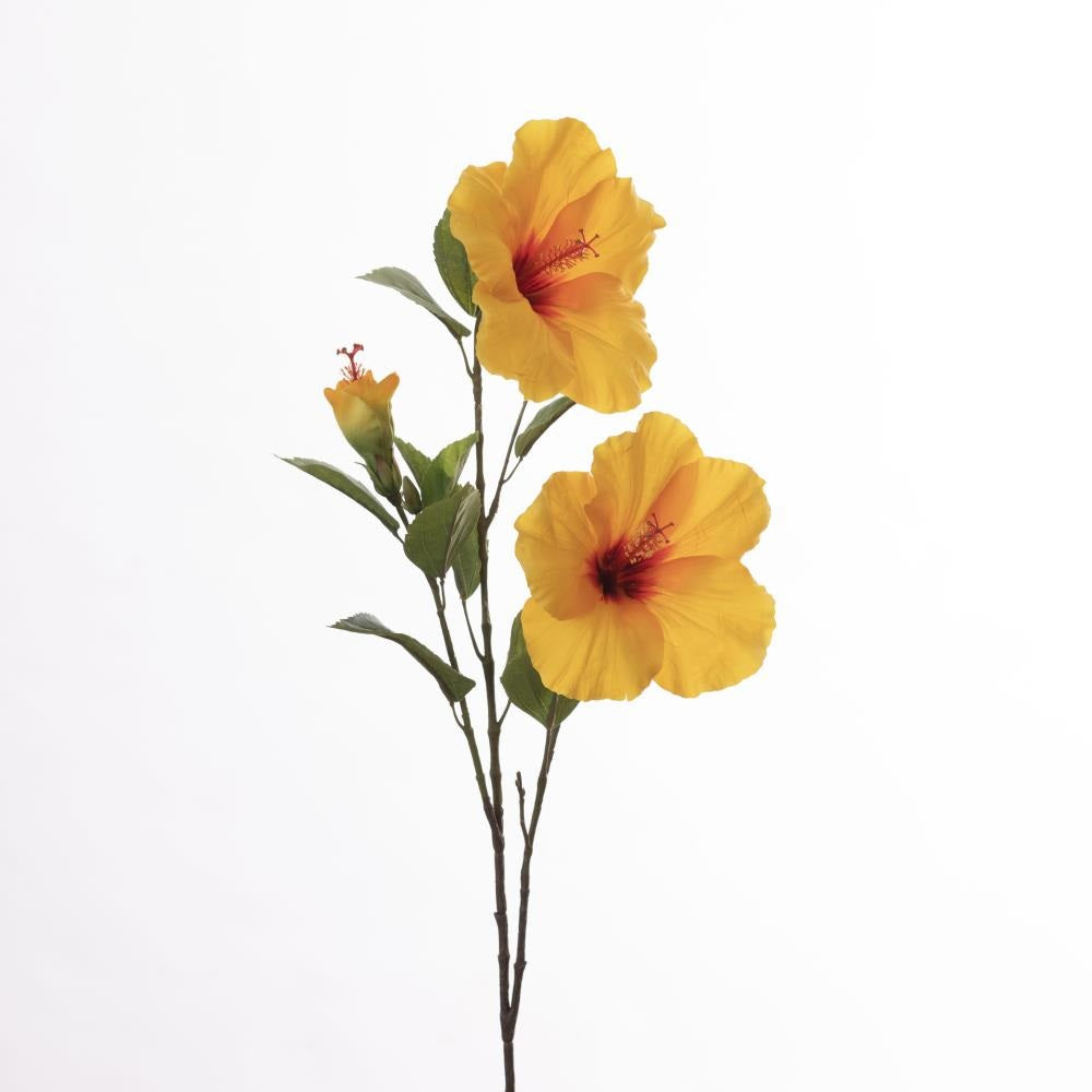 Zijde hibiscus tak geel 102 cm