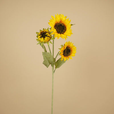 Zijde zonnebloem tak geel 90 cm